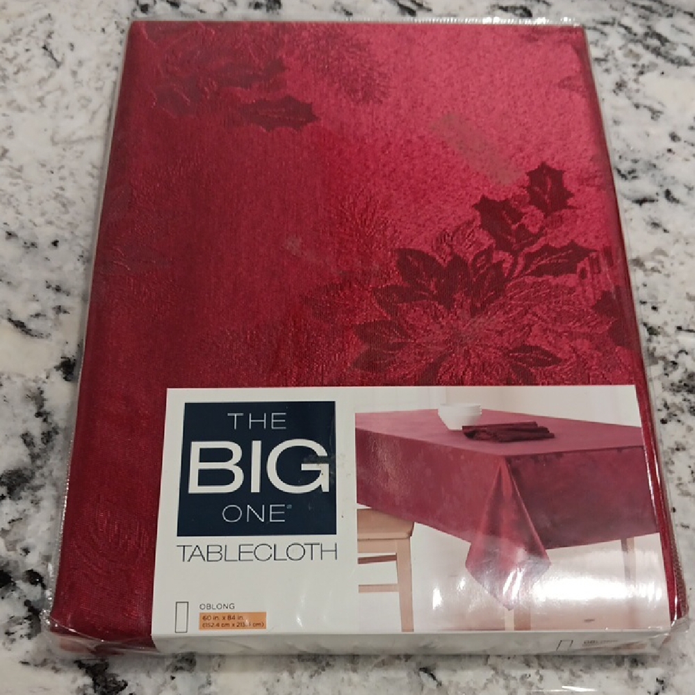 New Oblong 60x84 In Cranberry Color tablecloth.